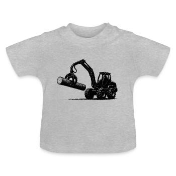 Trekker mit Holzstamm (Schwarz) - Baby Bio-T-Shirt mit Rundhals - Grau meliert - Vorne