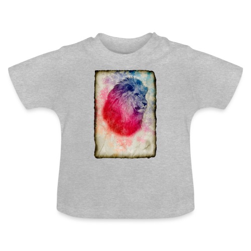 retrato vintage leon - Camiseta orgánica para bebé con cuello redondo