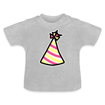 Funny birthday hat hat hat party hat - Baby Organic T-Shirt with Round Neck - heather grey - Front