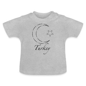 Türkischer Halbmond und Stern - Baby Bio-T-Shirt mit Rundhals - Grau meliert - Vorne