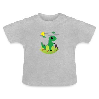 Dino - T-shirt bio col rond Bébé - gris chiné - Devant