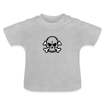 skull - T-shirt bio col rond Bébé - gris chiné - Devant