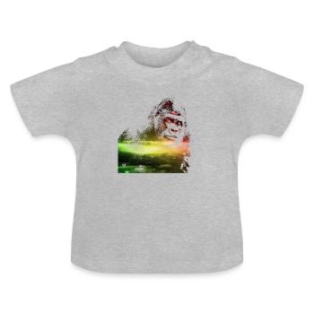 gorilla galaxy - Baby Bio-T-Shirt mit Rundhals - Grau meliert - Vorne
