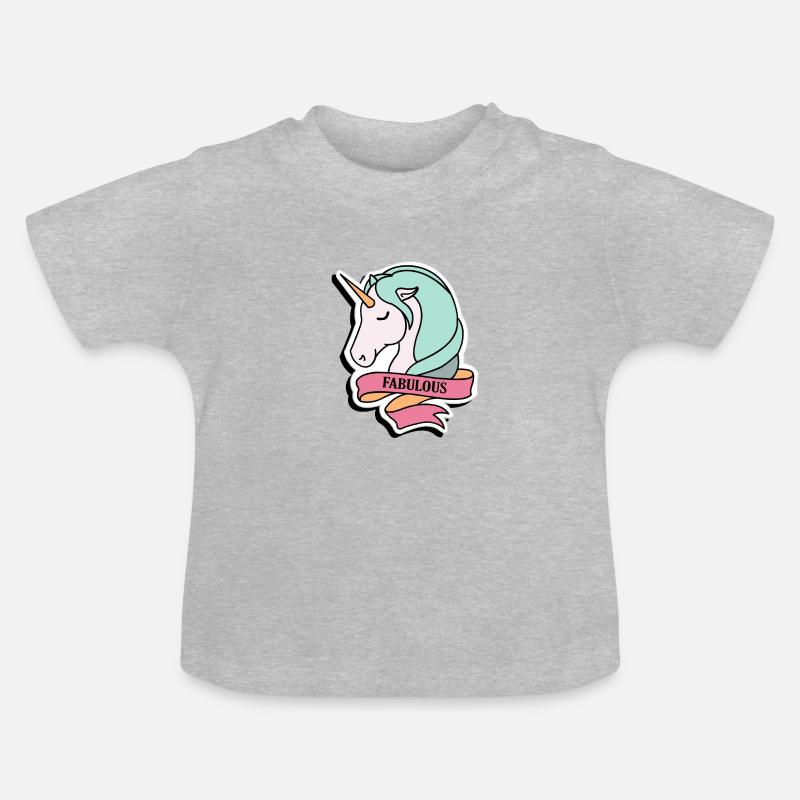Fabuleux - Licorne - T-shirt bio col rond Bébé - gris chiné