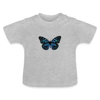 Schmetterling blau - Baby Bio-T-Shirt mit Rundhals - Grau meliert - Vorne