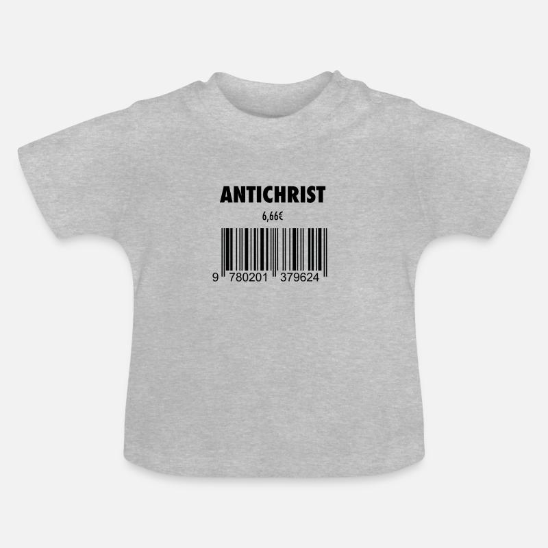devil antichrist 666 barcode roast satan hell - Baby Organic T-Shirt with Round Neck - heather grey