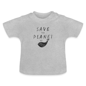 Save The Planet - Baby Bio-T-Shirt mit Rundhals - Grau meliert - Vorne