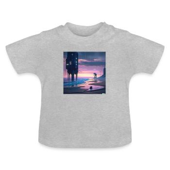 L’art numérique de plage du futur - T-shirt bio col rond Bébé - gris chiné - Devant