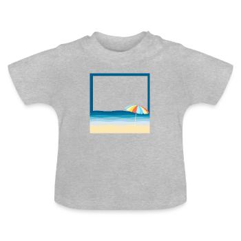 Plage d'été avec un parasol - T-shirt bio col rond Bébé - gris chiné - Devant
