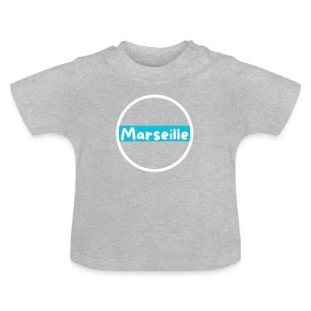Marseille bleu et blanc - T-shirt bio col rond Bébé - gris chiné - Devant