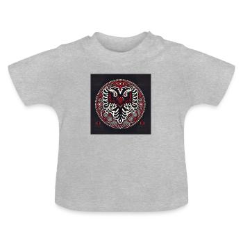 Traditioneller Albanischer Doppelkopfadler - Baby Bio-T-Shirt mit Rundhals - Grau meliert - Vorne