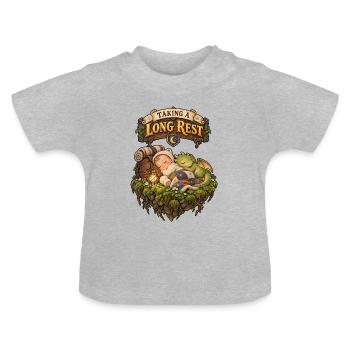 Taking a Long Rest – Baby & Drache RPG Humor - Baby Bio-T-Shirt mit Rundhals - Grau meliert - Vorne