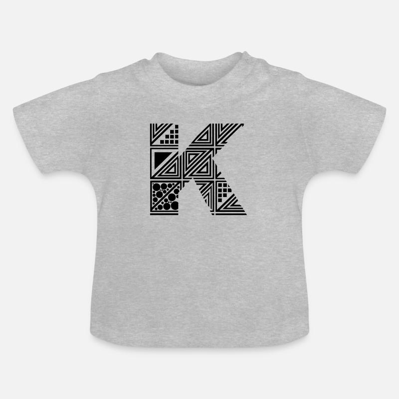 lettre K - T-shirt bio col rond Bébé - gris chiné
