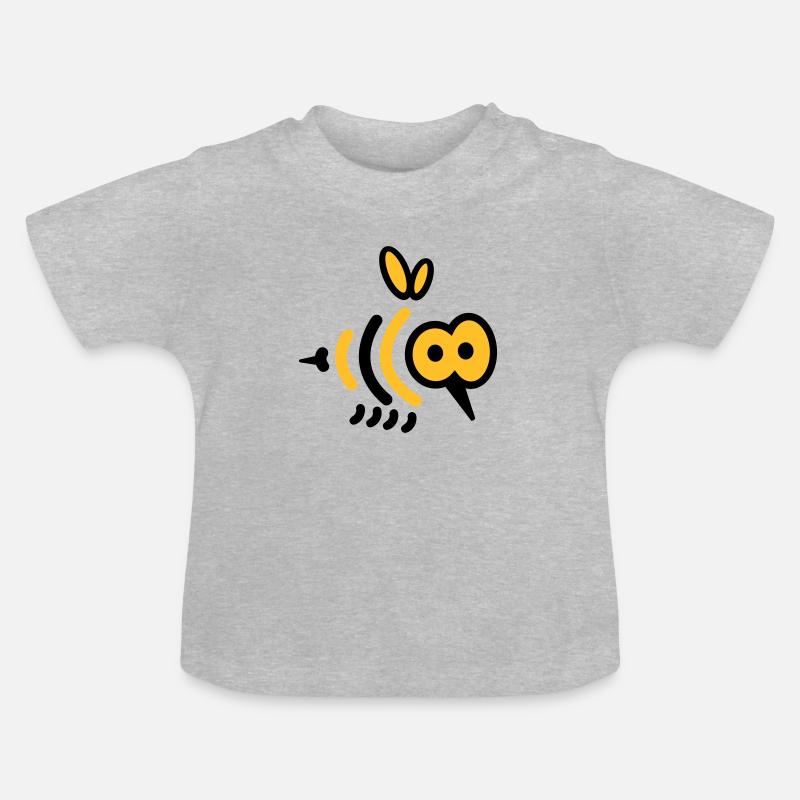 Petite abeille avec épingle - Design Abeille - T-shirt bio col rond Bébé - gris chiné