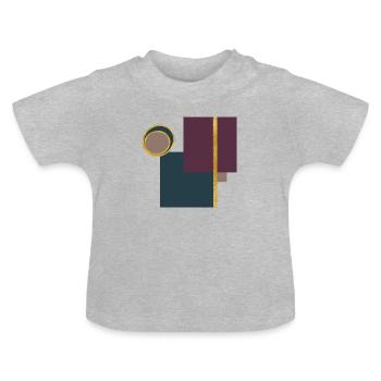 Geometric Artwork with Squares, Circles and Gold - Baby Organic T-Shirt with Round Neck - heather grey - Front