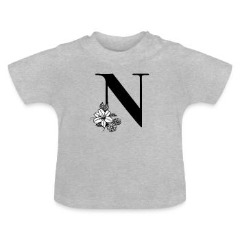 Buchstabe N - Baby Bio-T-Shirt mit Rundhals - Grau meliert - Vorne