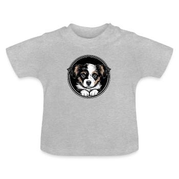 Chiot mignon - T-shirt bio col rond Bébé - gris chiné - Devant