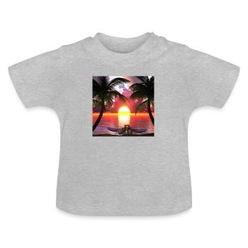 Sonnenuntergang - Baby Bio-T-Shirt mit Rundhals - Grau meliert - Vorne
