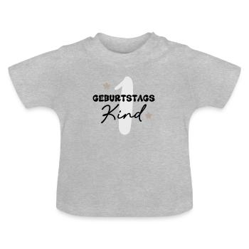 Geburtstagskind 1 mit Sternen - Baby Bio-T-Shirt mit Rundhals - Grau meliert - Vorne
