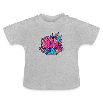 90s Logo - Baby Bio-T-Shirt mit Rundhals - Grau meliert - Vorne