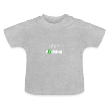haha Öl? Elektroauto Revolution Shirt - Baby Bio-T-Shirt mit Rundhals - Grau meliert - Vorne