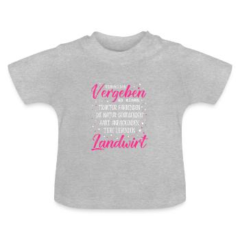 Gluecklich vergeben an einen Traktor fahrenden Lan - Baby Bio-T-Shirt mit Rundhals - Grau meliert - Vorne