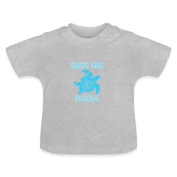 Turtle saves the seas Save the Planet - Baby Organic T-Shirt with Round Neck - heather grey - Front