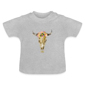 Bull Head Cow Head Cow Head Ox Head Skull - Baby Organic T-Shirt with Round Neck - heather grey - Front