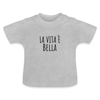 La Vita Bella - T-shirt bio col rond Bébé - gris chiné - Devant