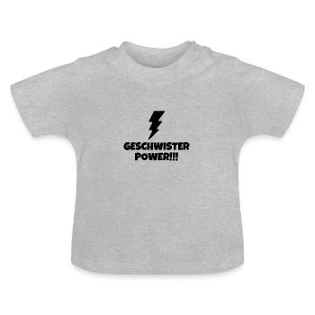 Siblings Power!!! - Baby Organic T-Shirt with Round Neck - heather grey - Front