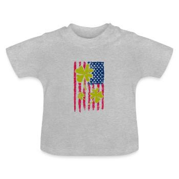 USA Cloverleaf - Baby Organic T-Shirt with Round Neck - heather grey - Front