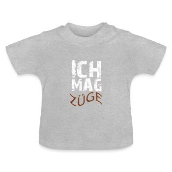ich mag Züge - Baby Bio-T-Shirt mit Rundhals - Grau meliert - Vorne