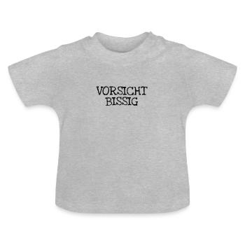 Vorsicht Bissig - Baby Bio-T-Shirt mit Rundhals - Grau meliert - Vorne