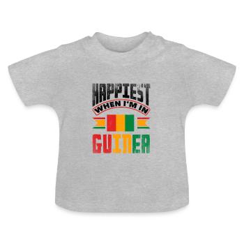 Guinea Guinea Guinea Flagge am glücklichsten, wenn ich in bin - Baby Bio-T-Shirt mit Rundhals - Grau meliert - Vorne
