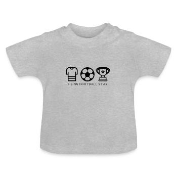 Rising Football Star - Fußballfreuden! Fußball - Baby Bio-T-Shirt mit Rundhals - Grau meliert - Vorne