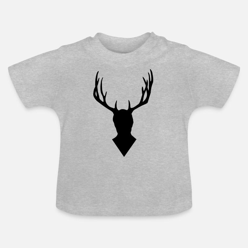 Hannibal - Deer head - T-shirt bio col rond Bébé - gris chiné