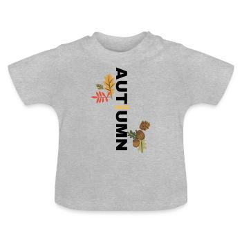 Collection pour l’automne, inscription simple pour cette année 2022 - T-shirt bio col rond Bébé - gris chiné - Devant
