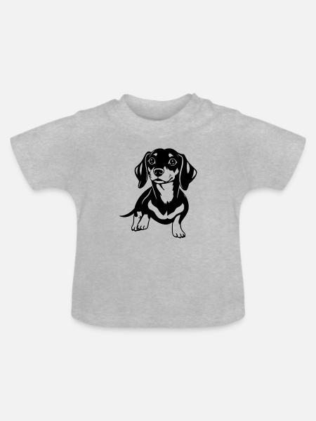 Dachshund - Baby Bio-T-Shirt mit Rundhals - Grau meliert