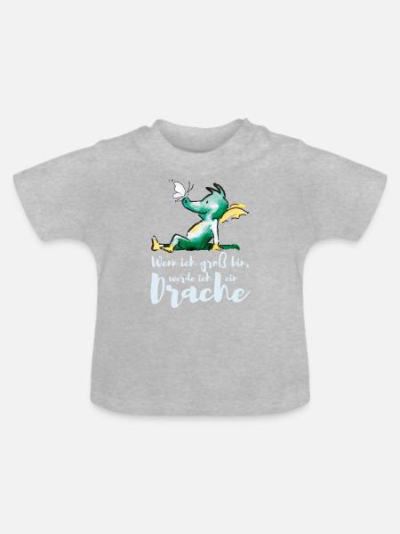 TABALUGA Wenn Ich Groß Bin, Werde Ich Ein Drache - Baby Bio-T-Shirt mit Rundhals - Grau meliert