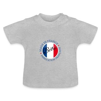 bebe made in france - T-shirt bio col rond Bébé - gris chiné - Devant