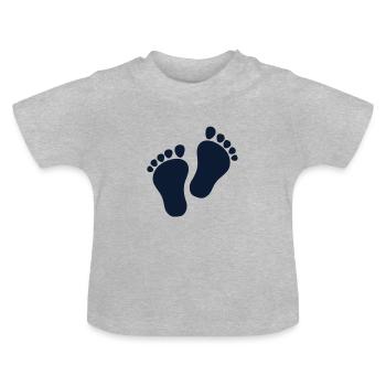 Füße - Baby Bio-T-Shirt mit Rundhals - Grau meliert - Vorne
