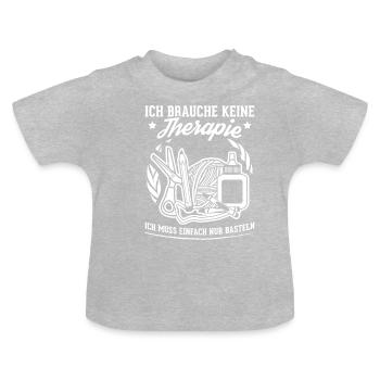 Brauch Keine Therapie Nur Basteln Handarbeit - Baby Bio-T-Shirt mit Rundhals - Grau meliert - Vorne