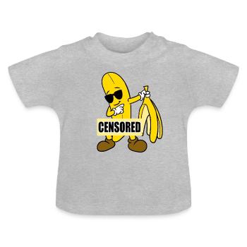 Banane censurée - T-shirt bio col rond Bébé - gris chiné - Devant