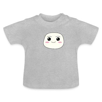 Kawaii Marshmallow - joli visage - T-shirt bio col rond Bébé - gris chiné - Devant