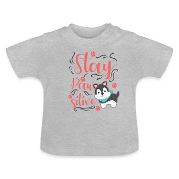 Positive Einstellung Hund Welpe Geschenk Idee - Baby Bio-T-Shirt mit Rundhals - Grau meliert - Vorne