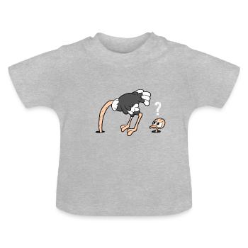 Strauß Kopf unter dem Sand - Baby Bio-T-Shirt mit Rundhals - Grau meliert - Vorne