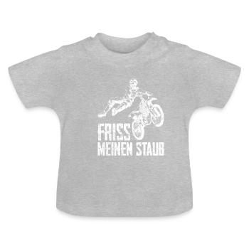 Friss Meinen Staub Motocross Dirt Bike Motorrad - Baby Bio-T-Shirt mit Rundhals - Grau meliert - Vorne