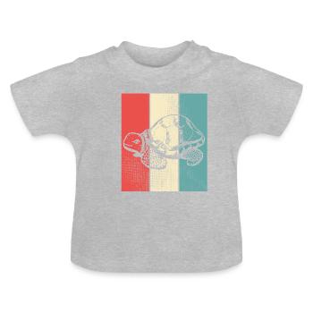 Style rétro tortue - T-shirt bio col rond Bébé - gris chiné - Devant