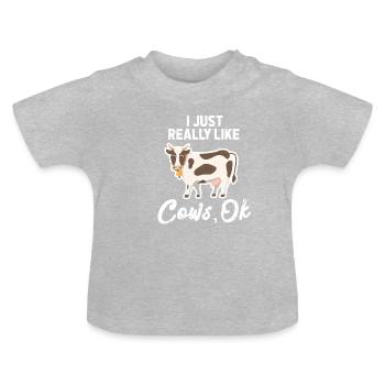 vache - T-shirt bio col rond Bébé - gris chiné - Devant