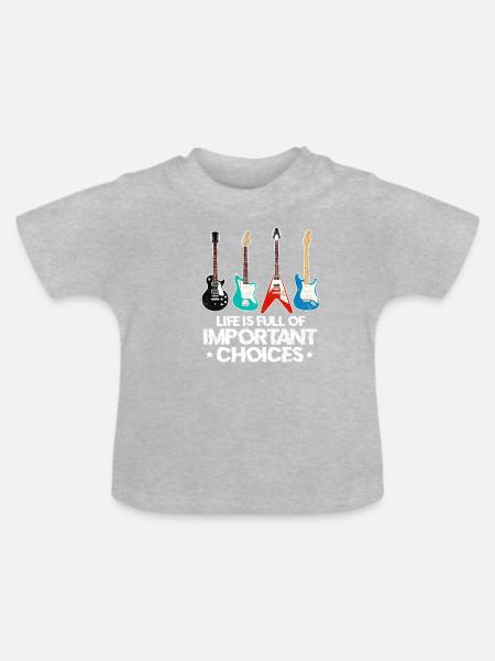 Gitarrist - Økologisk T-shirt til baby, rund hals - grå meleret